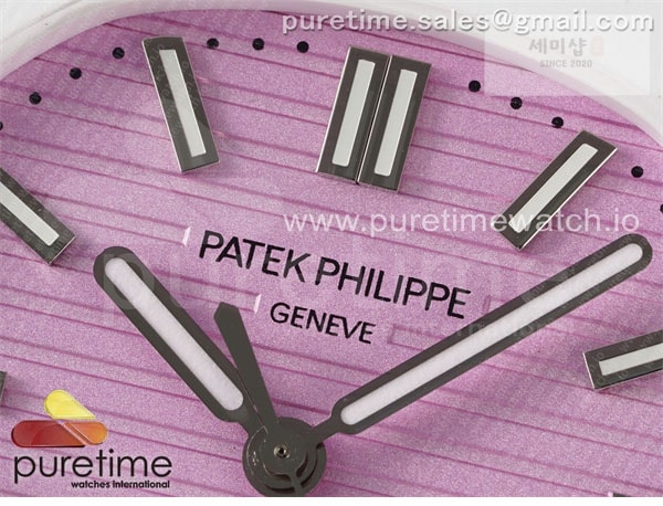 Patek Philippe AMG공장 파텍필립 노틸러스 5711 화이트풀세라믹 핑크다이얼 화이트러버스트랩 AET Nautilus 5711 White Ceramic AMGF Best Edition Pink Dial on White Rubber Strap MIYOTA 9015 시계 9번 이미지