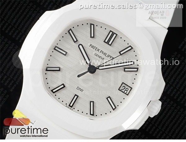 Patek Philippe AMG공장 파텍필립 노틸러스 5711 화이트풀세라믹 화이트다이얼 화이트러버스트랩 AET Nautilus 5711 White Ceramic AMGF Best Edition White Dial on White Rubber Strap MIYOTA 9015 시계 10번 이미지
