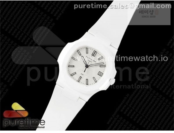 Patek Philippe AMG공장 파텍필립 노틸러스 5711 화이트풀세라믹 화이트다이얼 화이트러버스트랩 AET Nautilus 5711 White Ceramic AMGF Best Edition White Dial on White Rubber Strap MIYOTA 9015 시계 8번 이미지