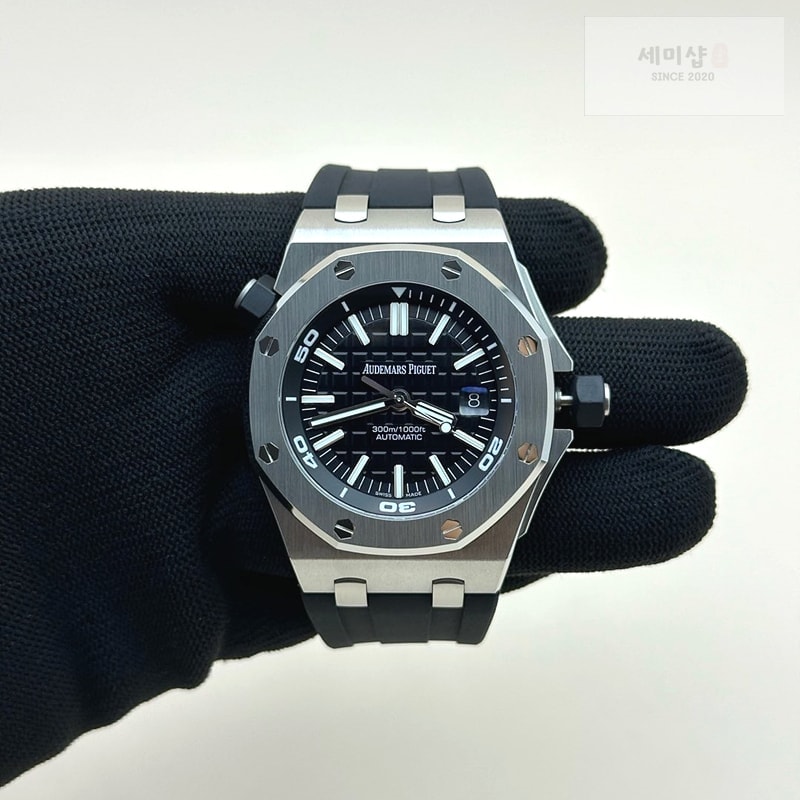 오데마피게 APS공장 오데마피게 로얄오크오프쇼어 다이버 15710 스틸 블랙다이얼 브레이슬릿 Royal Oak Offshore Diver 15710 APSF 1:1 Best Edition Black Dial on SS Bracelet SA3120 Super Clone 시계 1번 이미지