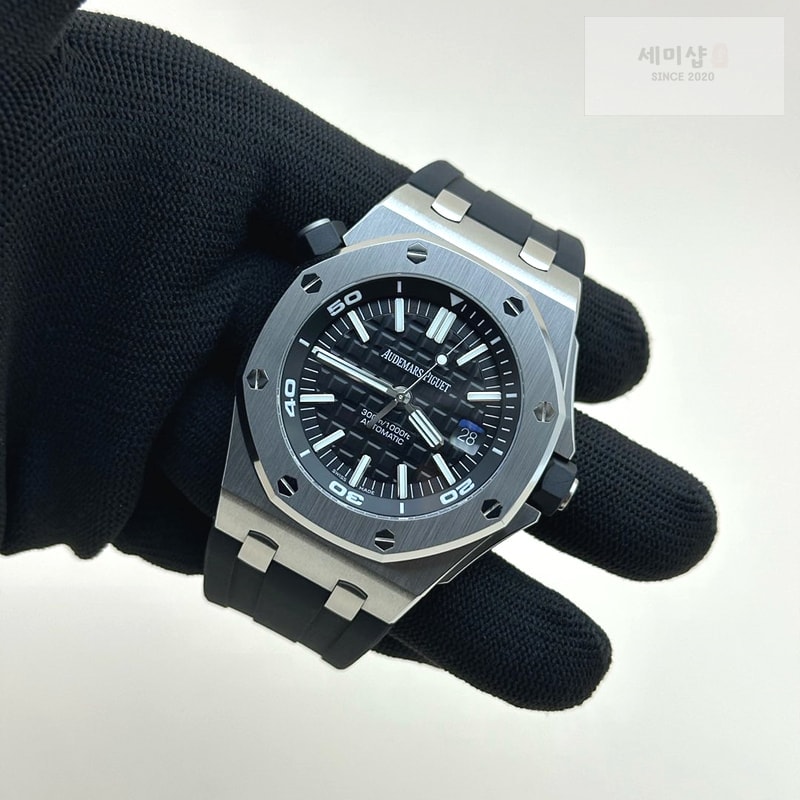 오데마피게 APS공장 오데마피게 로얄오크오프쇼어 다이버 15710 스틸 블랙다이얼 브레이슬릿 Royal Oak Offshore Diver 15710 APSF 1:1 Best Edition Black Dial on SS Bracelet SA3120 Super Clone 시계 5번 이미지