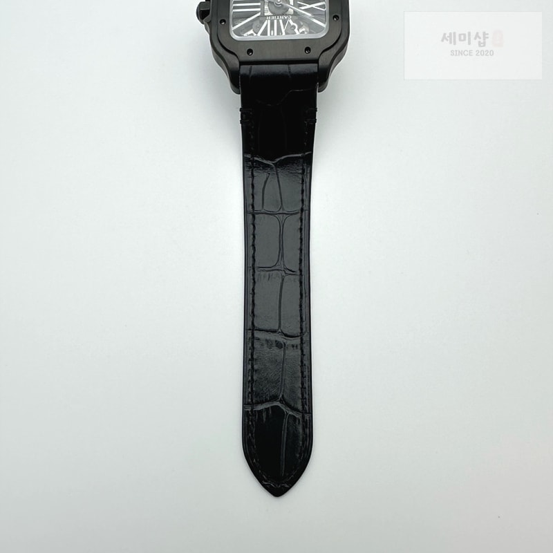 Cartier TWF공장 산토스 스켈레톤 PVD블랙케이스 가죽스트랩 Santos skeleton PVD TWF Best Edition Skeleton Dial on Black Leather Strap Ronda Quartz 시계 8번 이미지