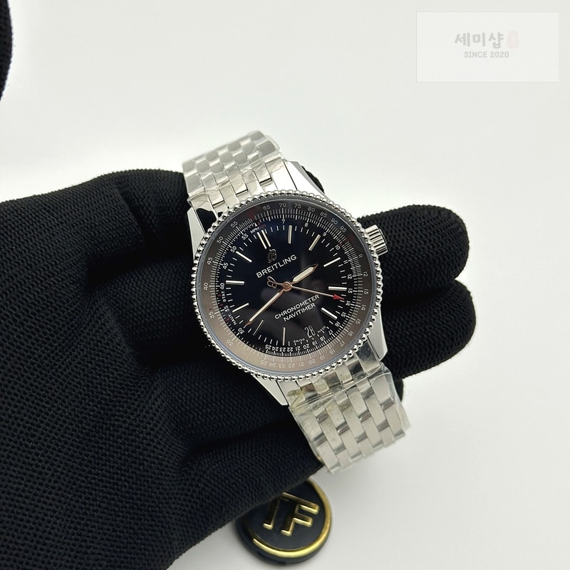 Breitling TF공장 38MM 브라이틀링 내비타이머 블랙다이얼 악어가죽스트랩 Navitimer 1 SS 38mm Black Bezel Black Dial on Black Croco Strap A2824 시계 4번 이미지