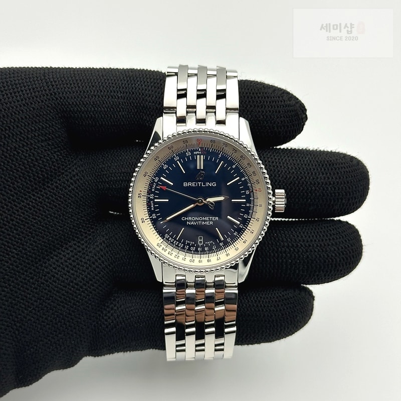 Breitling TF공장 브라이틀링 내비타이머 38 블루다이얼 브레이슬릿 Navitimer 38 Date SS TF 1:1 Best Edition Blue Dial on SS Bracelet A2824 시계 1번 이미지