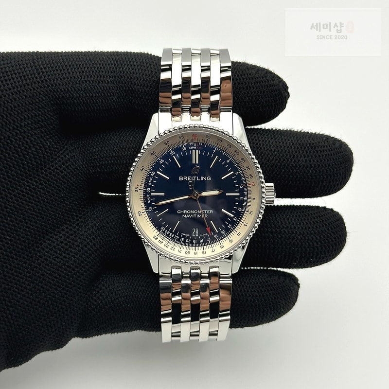 Breitling TF공장 브라이틀링 내비타이머 38 블루다이얼 브레이슬릿 Navitimer 38 Date SS TF 1:1 Best Edition Blue Dial on SS Bracelet A2824 시계 3번 이미지