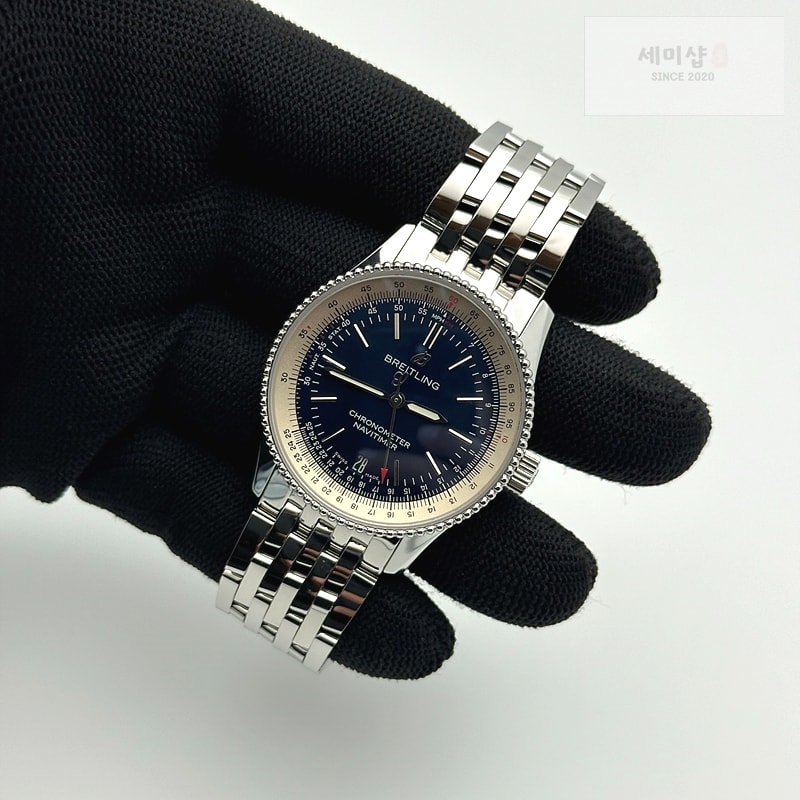 Breitling TF공장 브라이틀링 내비타이머 38 블루다이얼 브레이슬릿 Navitimer 38 Date SS TF 1:1 Best Edition Blue Dial on SS Bracelet A2824 시계 5번 이미지