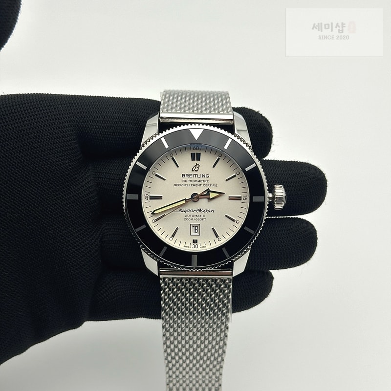 Breitling 브라이틀링 슈퍼오션 헤리티지 II 46mm 스틸 화이트다이얼 블랙러버스트랩 SuperOcean Heritage ii 46mm SS White Dial Black Ceramic Bezel on Black Rubber Strap A2824 시계 2번 이미지
