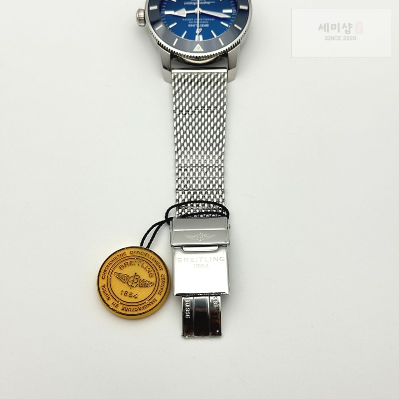 Breitling 브라이틀링 슈퍼오션 헤리티지 스틸 블루다이얼 세라믹베젤 매쉬밴드 SUPER OCEAN HERITAGE BLUE CERAMIC BEZEL SS BLUE DIAL ON SS BRACELET A2824 시계 8번 이미지