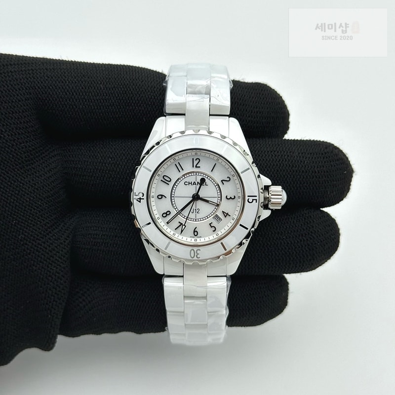 C H A N E L XF공장 샤넬 J12 화이트다이얼 8P다이아몬드인덱스 33mm 여성용 J-12 Ladies 33mm CER/CER Wht/Num/Dia XF Sw Qtz 시계 2번 이미지