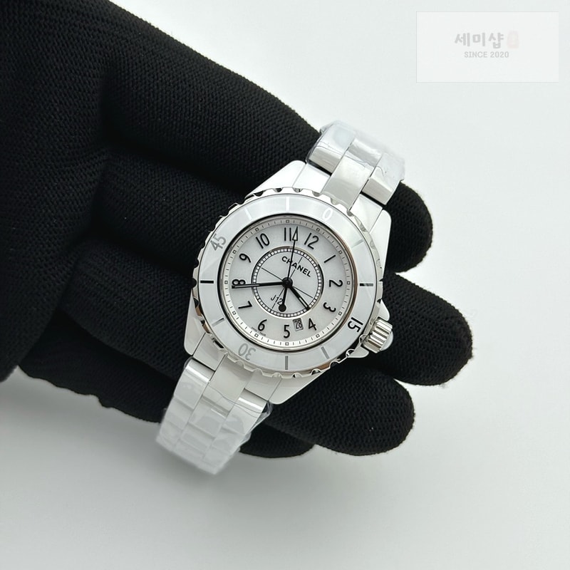 C H A N E L XF공장 샤넬 J12 화이트다이얼 8P다이아몬드인덱스 33mm 여성용 J-12 Ladies 33mm CER/CER Wht/Num/Dia XF Sw Qtz 시계 5번 이미지