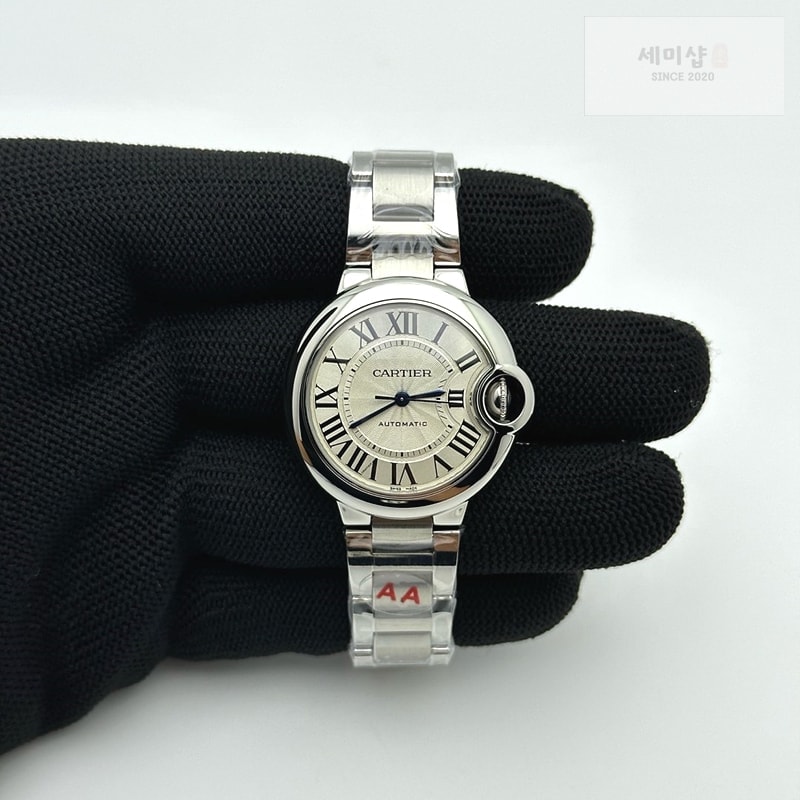 Cartier 3K공장 까르띠에 발롱블루 33 오토메틱 스틸 화이트다이얼 가죽스트랩 Ballon Bleu 33mm SS 3KF 1:1 Best Edition White Dial on Black Leather Strap A076 시계 1번 이미지