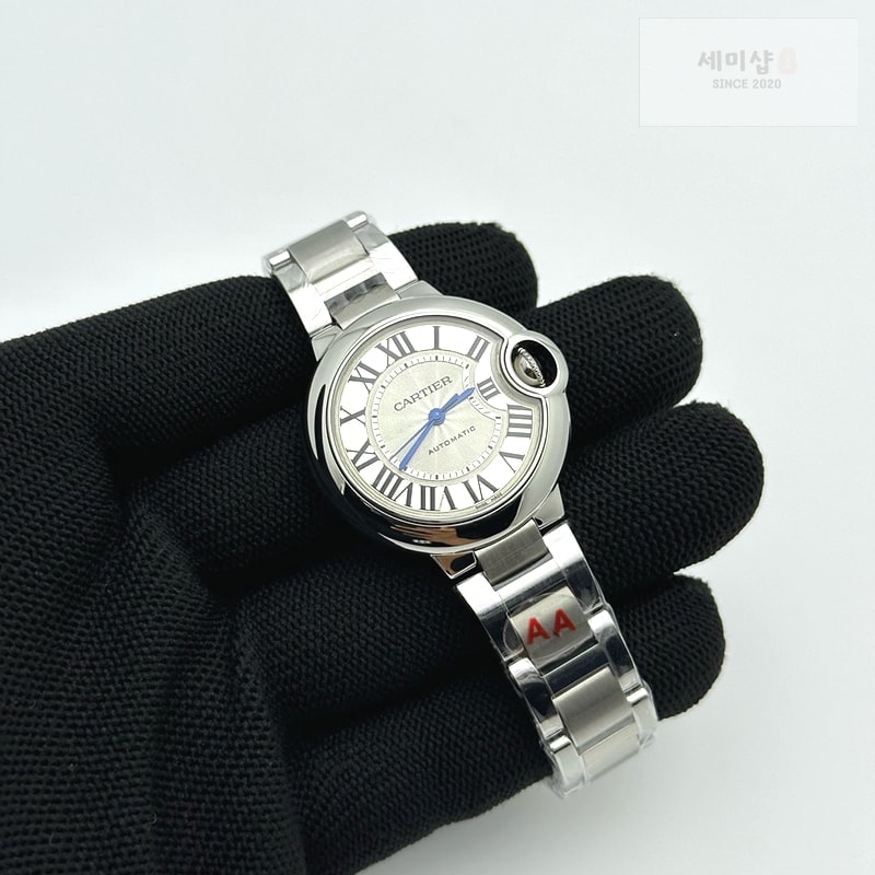 Cartier 3K공장 까르띠에 발롱블루 33 오토메틱 스틸 화이트다이얼 가죽스트랩 Ballon Bleu 33mm SS 3KF 1:1 Best Edition White Dial on Black Leather Strap A076 시계 2번 이미지