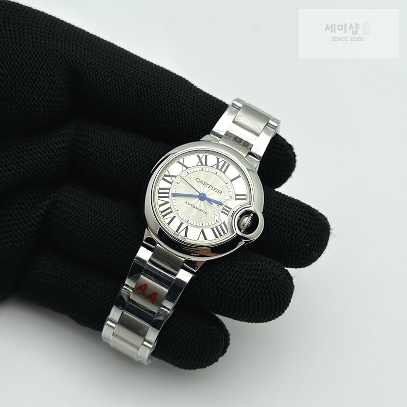 Cartier 3K공장 까르띠에 발롱블루 33 오토메틱 스틸 화이트다이얼 가죽스트랩 Ballon Bleu 33mm SS 3KF 1:1 Best Edition White Dial on Black Leather Strap A076 시계 3번 이미지