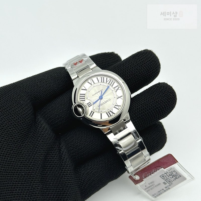 Cartier 3K공장 까르띠에 발롱블루 33 오토메틱 스틸 화이트다이얼 가죽스트랩 Ballon Bleu 33mm SS 3KF 1:1 Best Edition White Dial on Black Leather Strap A076 시계 4번 이미지