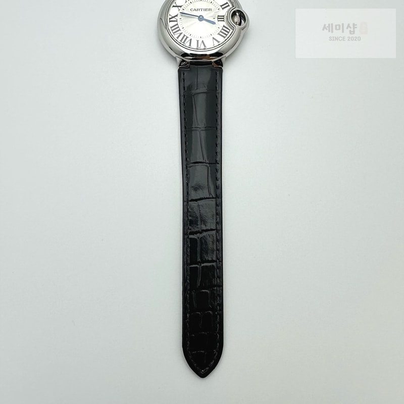 Cartier AF공장 까르띠에 발롱블루 33MM 스틸 블랙크로커다일스트랩 Ballon Bleu 33mm SS White Textured Dial on Black Crocodile Strap Jap Quartz 시계 9번 이미지