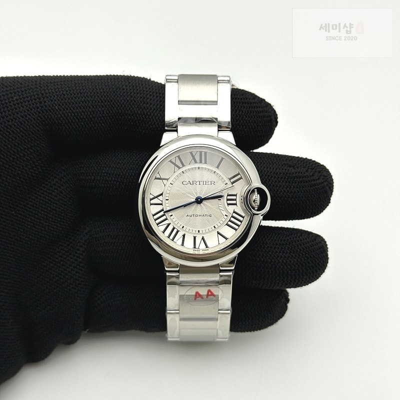 Cartier 3K공장 까르띠에 발롱블루 36 오토메틱 스틸 화이트다이얼 가죽스트랩 Ballon Bleu 36mm SS 3KF 1:1 Best Edition White Dial on Black Leather Strap A076 시계 1번 이미지