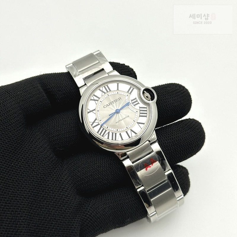 Cartier 3K공장 까르띠에 발롱블루 36 오토메틱 스틸 화이트다이얼 가죽스트랩 Ballon Bleu 36mm SS 3KF 1:1 Best Edition White Dial on Black Leather Strap A076 시계 2번 이미지