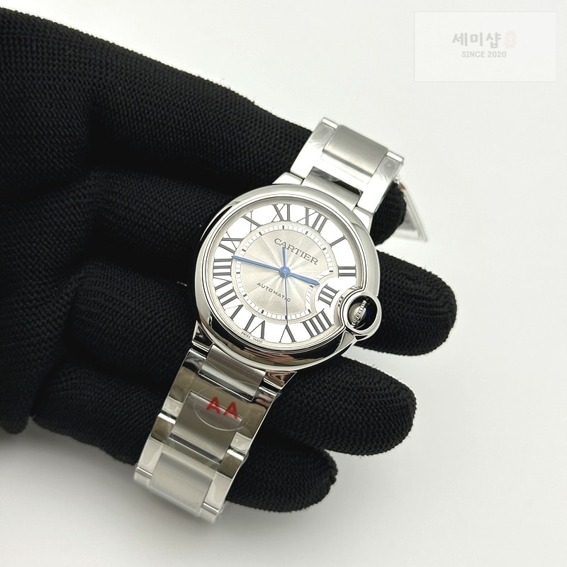 Cartier 3K공장 까르띠에 발롱블루 36 오토메틱 스틸 화이트다이얼 가죽스트랩 Ballon Bleu 36mm SS 3KF 1:1 Best Edition White Dial on Black Leather Strap A076 시계 3번 이미지