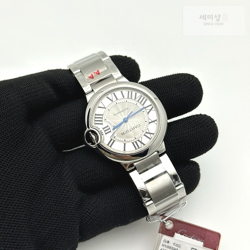 Cartier 3K공장 까르띠에 발롱블루 36 오토메틱 스틸 화이트다이얼 가죽스트랩 Ballon Bleu 36mm SS 3KF 1:1 Best Edition White Dial on Black Leather Strap A076 시계 4번 이미지