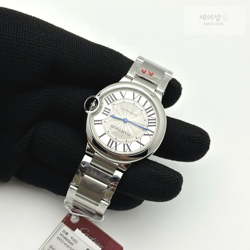 Cartier 3K공장 까르띠에 발롱블루 36 오토메틱 스틸 화이트다이얼 가죽스트랩 Ballon Bleu 36mm SS 3KF 1:1 Best Edition White Dial on Black Leather Strap A076 시계 5번 이미지
