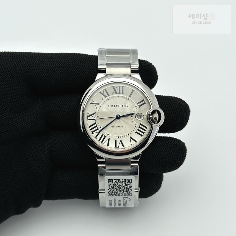 Cartier AF공장 까르띠에 발롱블루 42MM 스틸 화이트다이얼 블랙크로커다일스트랩 Ballon Bleu 42mm SS White Texture Dial on Black Crocodile Strap A2892 시계 1번 이미지