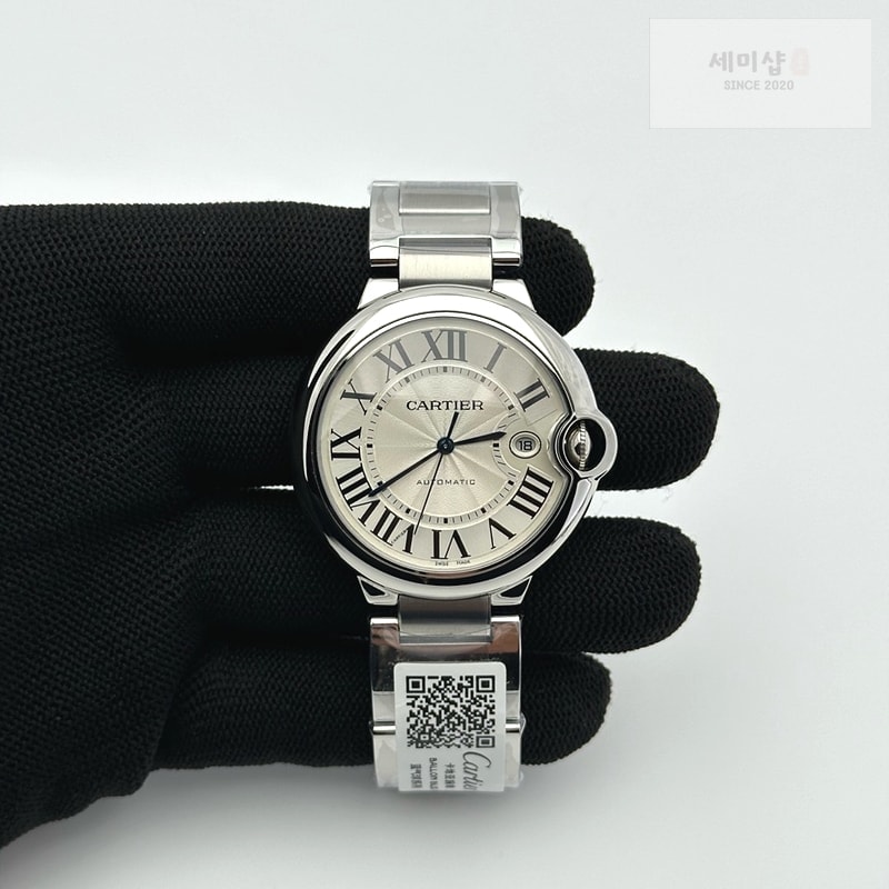 Cartier AF공장 까르띠에 발롱블루 42MM 스틸 화이트다이얼 블랙크로커다일스트랩 Ballon Bleu 42mm SS White Texture Dial on Black Crocodile Strap A2892 시계 2번 이미지