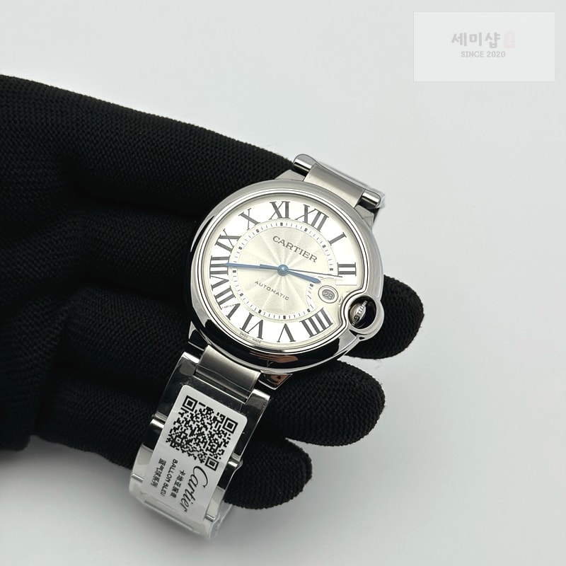 Cartier AF공장 까르띠에 발롱블루 42MM 스틸 화이트다이얼 블랙크로커다일스트랩 Ballon Bleu 42mm SS White Texture Dial on Black Crocodile Strap A2892 시계 5번 이미지