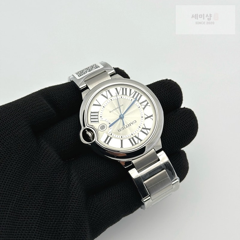 Cartier AF공장 까르띠에 발롱블루 42MM 스틸 화이트다이얼 블랙크로커다일스트랩 Ballon Bleu 42mm SS White Texture Dial on Black Crocodile Strap A2892 시계 6번 이미지