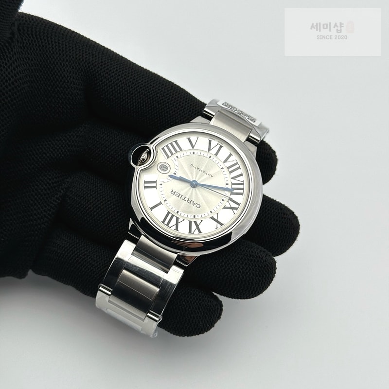 Cartier AF공장 까르띠에 발롱블루 42MM 스틸 화이트다이얼 블랙크로커다일스트랩 Ballon Bleu 42mm SS White Texture Dial on Black Crocodile Strap A2892 시계 7번 이미지