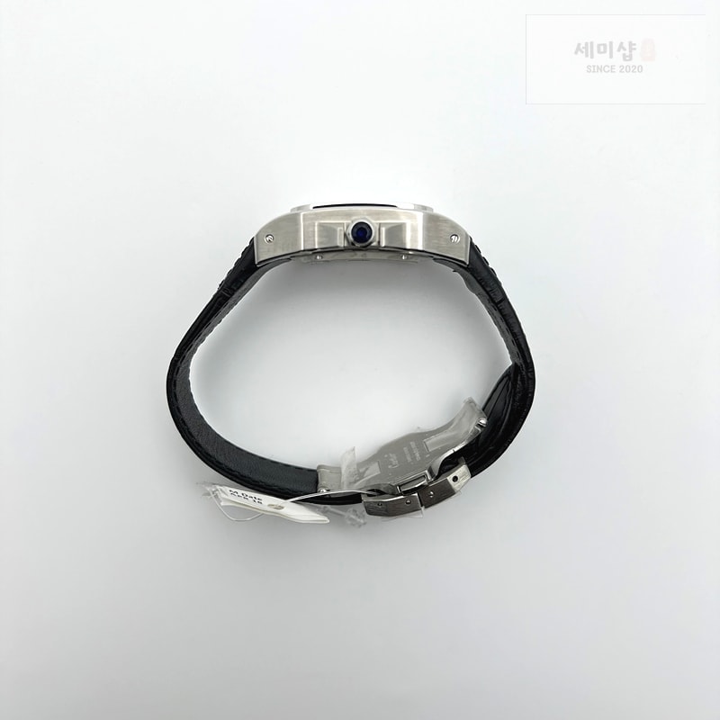Cartier V6공장 까르띠에 산토스100 미디움 스틸 화이트다이얼 가죽스트랩 시계 6번 이미지