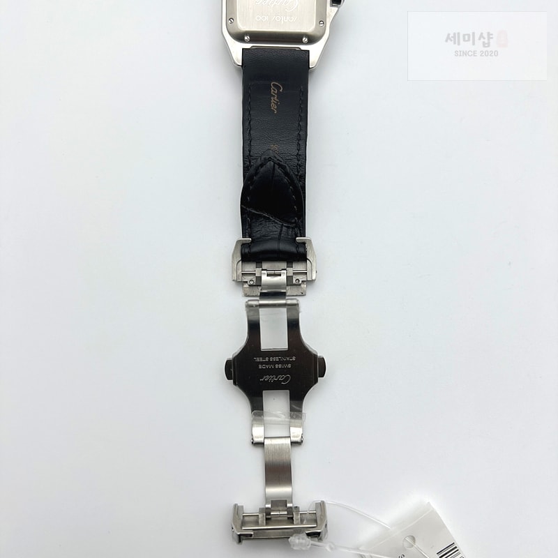 Cartier V6공장 까르띠에 산토스100 미디움 스틸 화이트다이얼 가죽스트랩 시계 9번 이미지