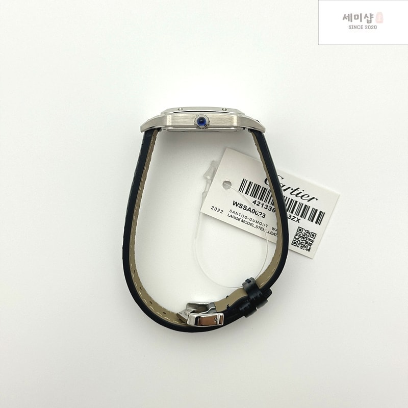 Cartier F1공장 까르띠에 산토스 뒤몽 38mm 실버다이얼 블루가죽스트랩 Santos Dumont 38mm SS F1F Best Edition Silver Dial on Blue Leather Strap Quartz 시계 6번 이미지
