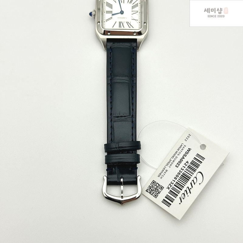 Cartier F1공장 까르띠에 산토스 뒤몽 38mm 실버다이얼 블루가죽스트랩 Santos Dumont 38mm SS F1F Best Edition Silver Dial on Blue Leather Strap Quartz 시계 8번 이미지