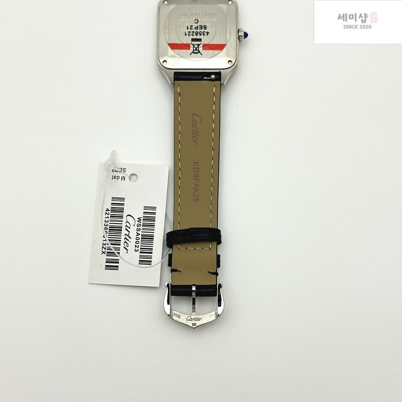 Cartier F1공장 까르띠에 산토스 뒤몽 38mm 실버다이얼 블루가죽스트랩 Santos Dumont 38mm SS F1F Best Edition Silver Dial on Blue Leather Strap Quartz 시계 9번 이미지