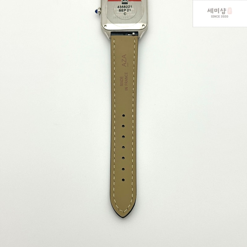 Cartier F1공장 까르띠에 산토스 뒤몽 38mm 실버다이얼 블루가죽스트랩 Santos Dumont 38mm SS F1F Best Edition Silver Dial on Blue Leather Strap Quartz 시계 10번 이미지