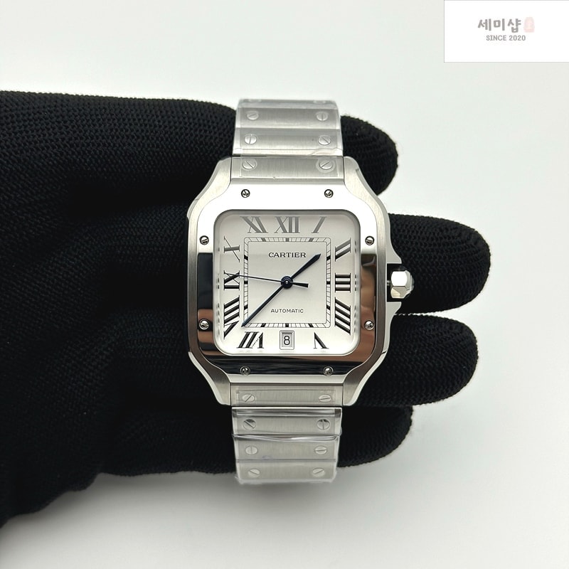 Cartier BV공장 까르띠에 산토스 40MM 라지 스마트링크브레이슬릿 Santos de Cartier 40mm White Dial on SS SmartLinks Bracelet MIYOTA 9019 시계 1번 이미지