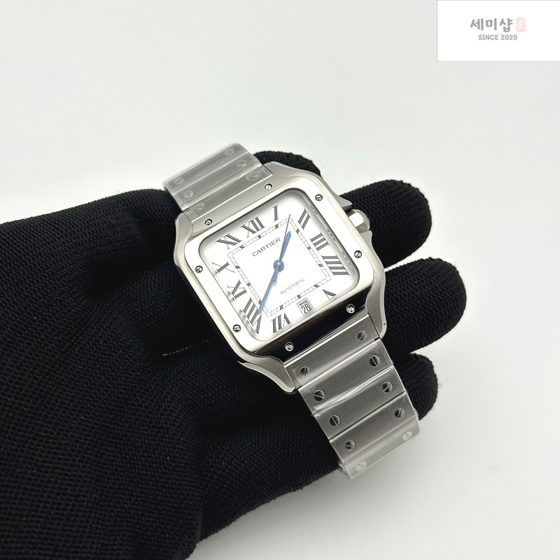 Cartier BV공장 까르띠에 산토스 40MM 라지 스마트링크브레이슬릿 Santos de Cartier 40mm White Dial on SS SmartLinks Bracelet MIYOTA 9019 시계 4번 이미지