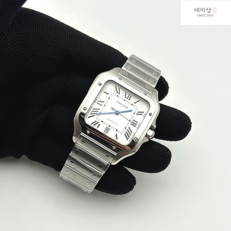 Cartier BV공장 까르띠에 산토스 40MM 라지 스마트링크브레이슬릿 Santos de Cartier 40mm White Dial on SS SmartLinks Bracelet MIYOTA 9019 시계 5번 이미지