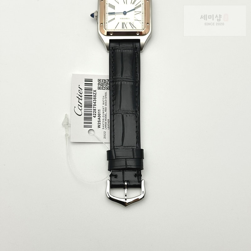 Cartier F1공장 까르띠에 산토스 뒤몽 43.5mm 로즈골드콤비 실버다이얼 블랙가죽스트랩 Santos Dumont 43.5mm SS/RG F1F Best Edition Silver Dial on Black Leather Strap Quartz 시계 8번 이미지