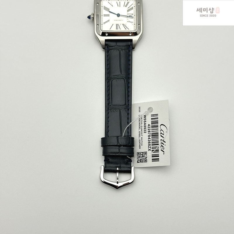 Cartier F1공장 까르띠에 산토스 뒤몽 43.5mm 실버다이얼 블루가죽스트랩 Santos Dumont 43.5mm SS F1F Best Edition Silver Dial on Blue Leather Strap Quartz 시계 8번 이미지