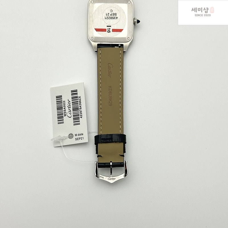 Cartier F1공장 까르띠에 산토스 뒤몽 43.5mm 실버다이얼 블루가죽스트랩 Santos Dumont 43.5mm SS F1F Best Edition Silver Dial on Blue Leather Strap Quartz 시계 9번 이미지