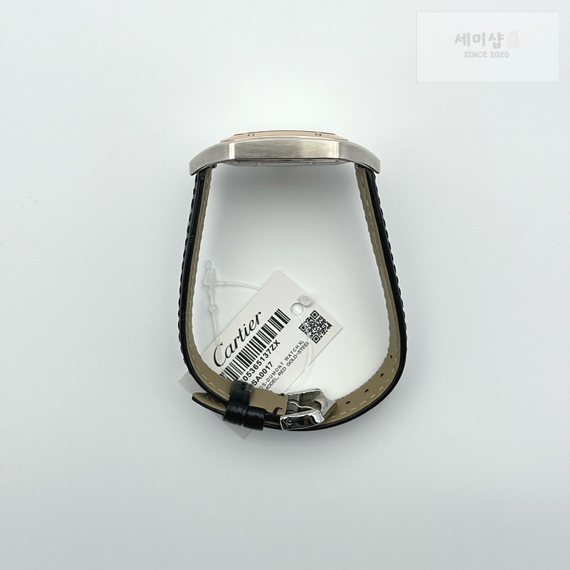 Cartier F1공장 까르띠에 산토스 뒤몽 46.6mm 로즈골드콤비 실버다이얼 블랙가죽스트랩 Santos Dumont 46.6mm SS/RG F1F Best Edition Silver Dial on Black Leather Strap Quartz 시계 4번 이미지