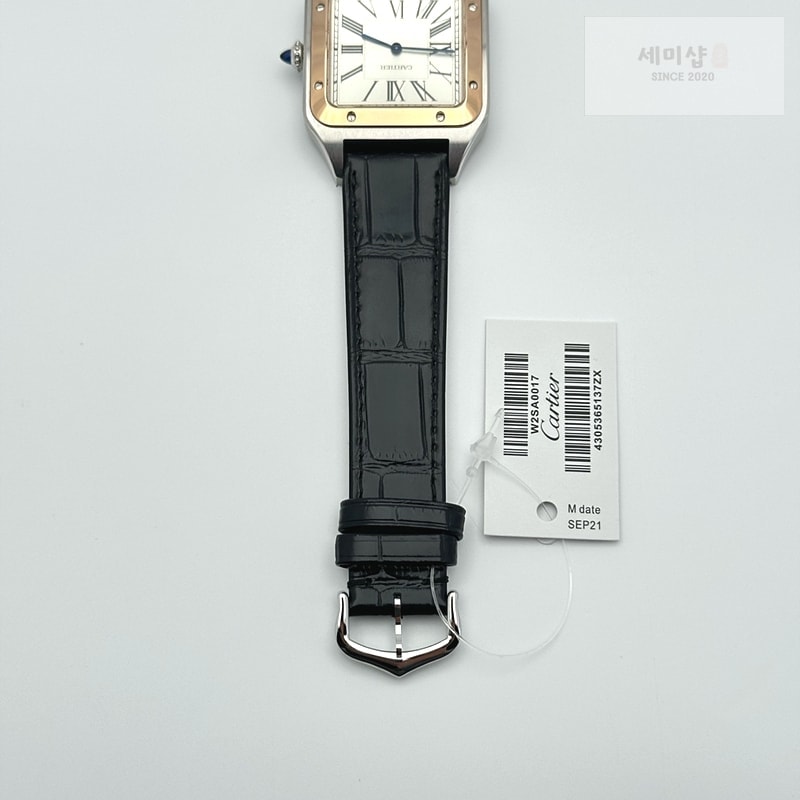 Cartier F1공장 까르띠에 산토스 뒤몽 46.6mm 로즈골드콤비 실버다이얼 블랙가죽스트랩 Santos Dumont 46.6mm SS/RG F1F Best Edition Silver Dial on Black Leather Strap Quartz 시계 6번 이미지