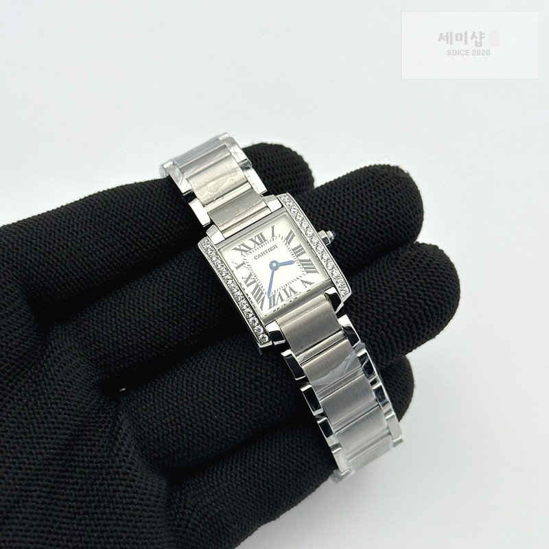 Cartier K11공장 까르띠에 탱크 프랑세즈 레이디즈 20.3 스틸 화이트다이얼 다이아베젤 브레이슬릿 Tank Francaise Ladies 20.3mm SS White Dial Diamonds Bezel on SS Bracelet Ronda Quartz 시계 2번 이미지