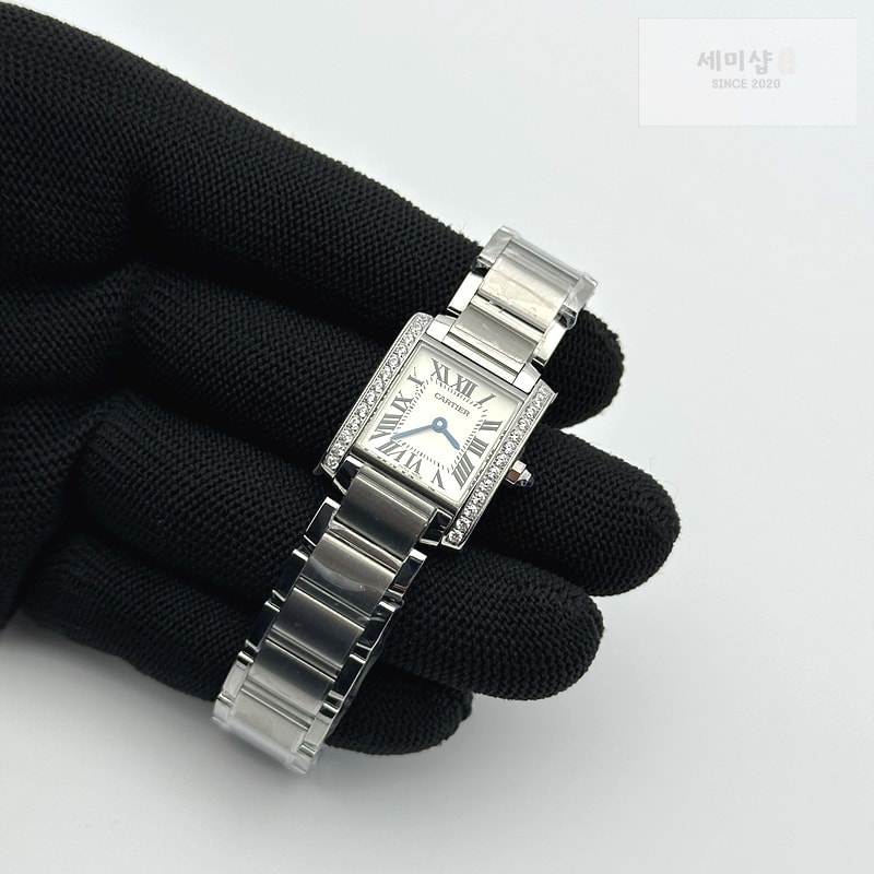 Cartier K11공장 까르띠에 탱크 프랑세즈 레이디즈 20.3 스틸 화이트다이얼 다이아베젤 브레이슬릿 Tank Francaise Ladies 20.3mm SS White Dial Diamonds Bezel on SS Bracelet Ronda Quartz 시계 3번 이미지