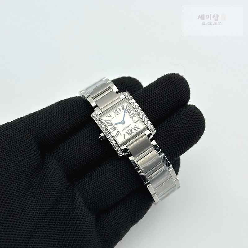 Cartier K11공장 까르띠에 탱크 프랑세즈 레이디즈 20.3 스틸 화이트다이얼 다이아베젤 브레이슬릿 Tank Francaise Ladies 20.3mm SS White Dial Diamonds Bezel on SS Bracelet Ronda Quartz 시계 4번 이미지