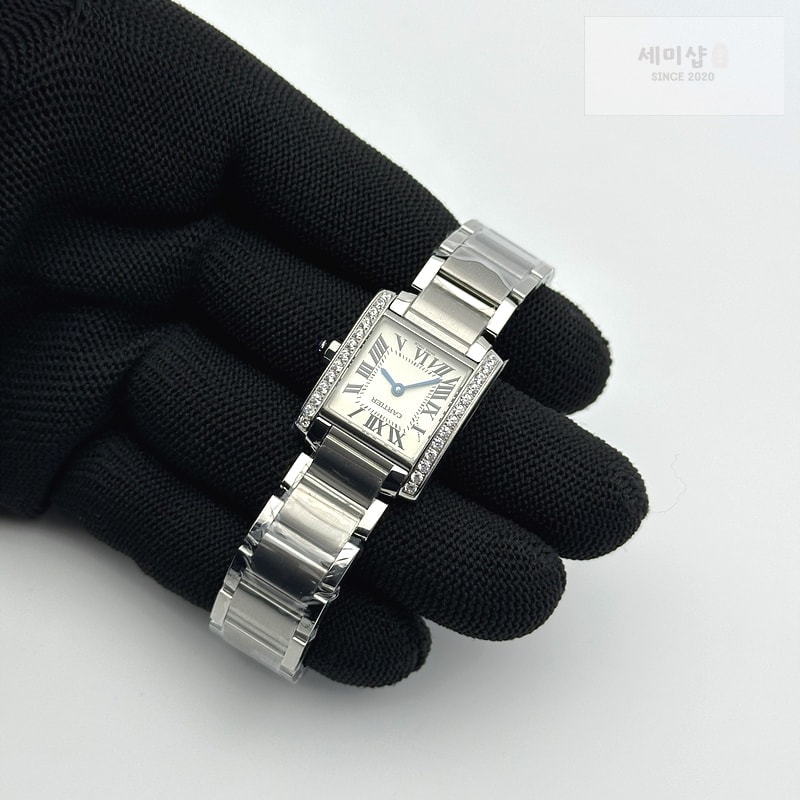 Cartier K11공장 까르띠에 탱크 프랑세즈 레이디즈 20.3 스틸 화이트다이얼 다이아베젤 브레이슬릿 Tank Francaise Ladies 20.3mm SS White Dial Diamonds Bezel on SS Bracelet Ronda Quartz 시계 5번 이미지