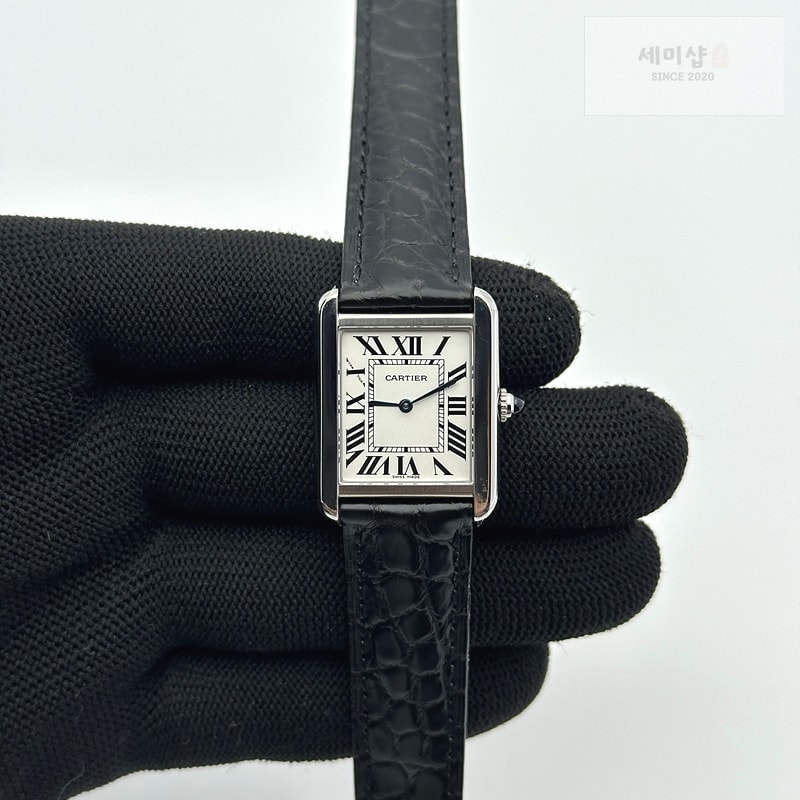 Cartier AF공장 까르띠에 탱크솔로 24MM 스틸 화이트다이얼 블랙크로커다일스트랩 시계 1번 이미지