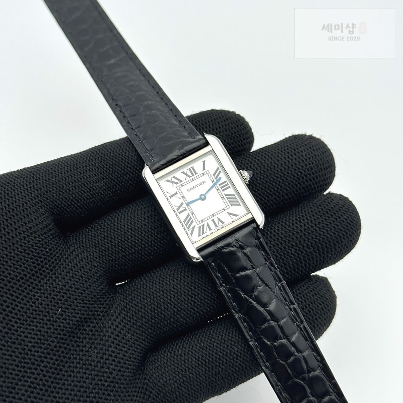 Cartier AF공장 까르띠에 탱크솔로 24MM 스틸 화이트다이얼 블랙크로커다일스트랩 시계 2번 이미지
