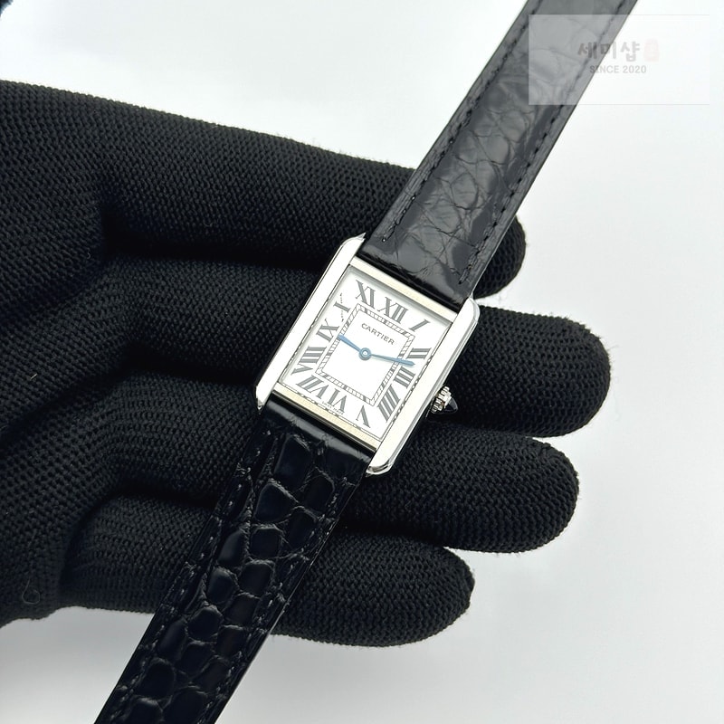 Cartier AF공장 까르띠에 탱크솔로 24MM 스틸 화이트다이얼 블랙크로커다일스트랩 시계 3번 이미지